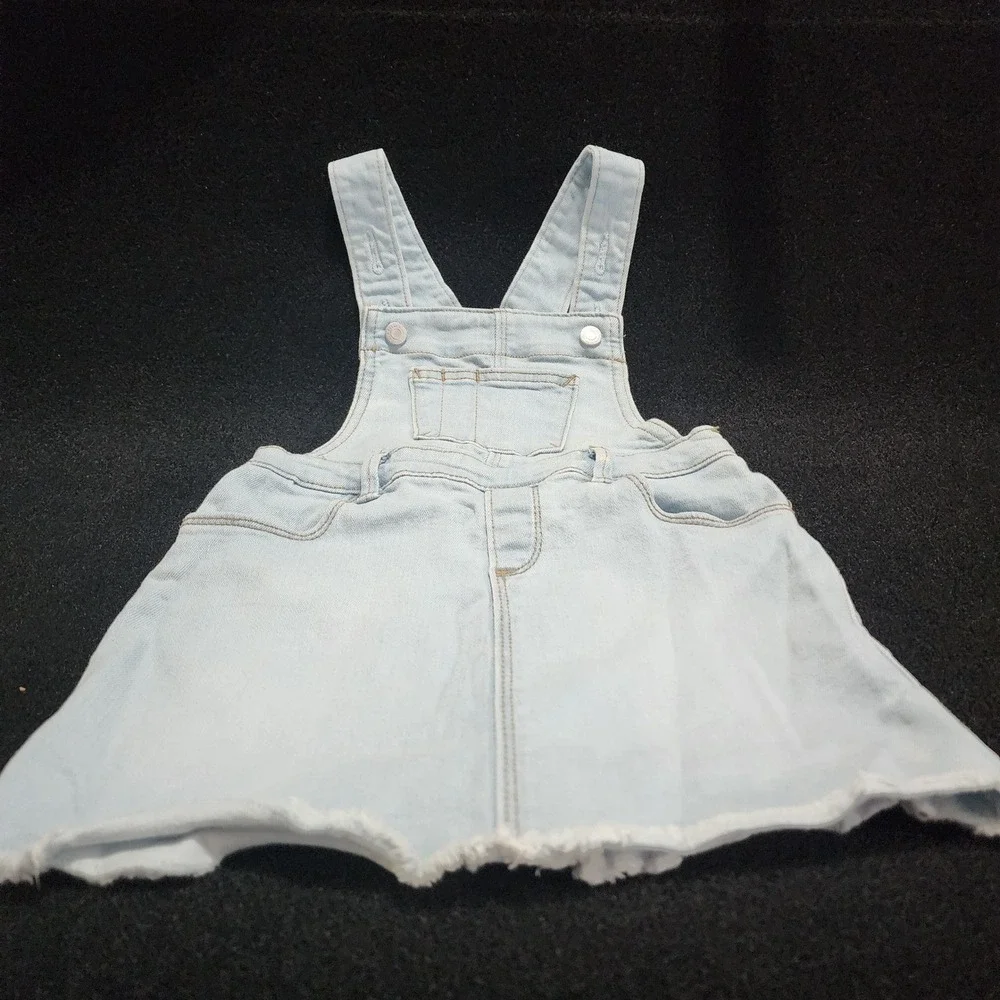 Old Navy Baby Girls Denim‎ Overall Dress 3T Light Wash Frayed Hem